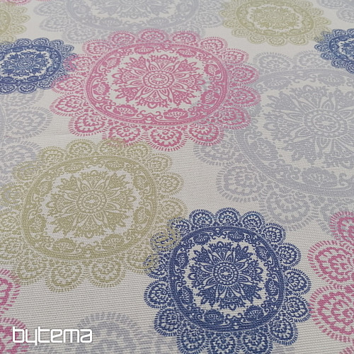 Dekorační látka MANDALA růžovo-šedá