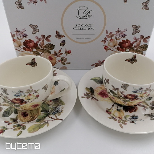 Porcelánové hrnky na espresso set RŮŽE