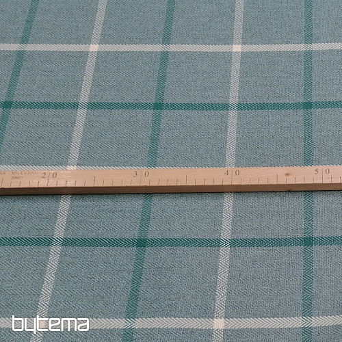 potahová látka MULL ARCHER káro - šedozelená - mint