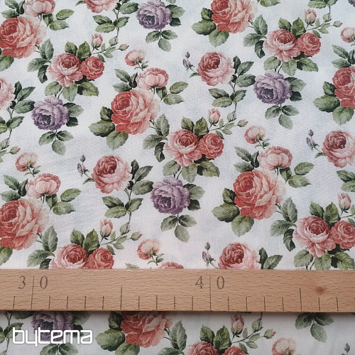 Bavlněná látka RŮŽIČKY CEREZA