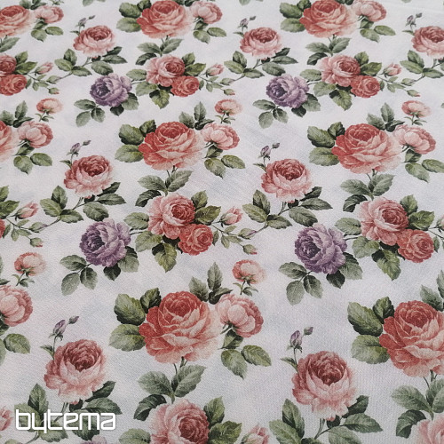 Bavlněná látka RŮŽIČKY CEREZA