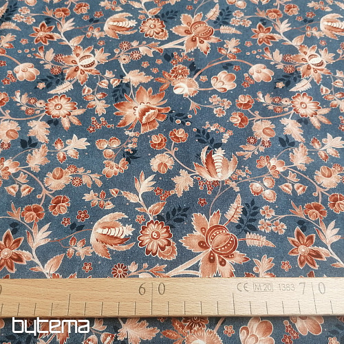 Bavlněná látka VARANASI KALAMKARI modrá