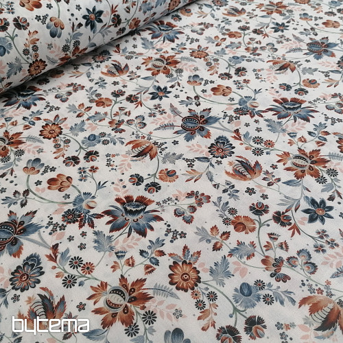 Bavlněná látka VARANASI KALAMKARI bílá