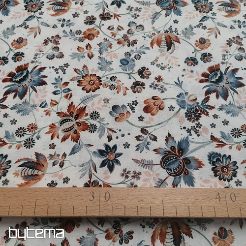 Bavlněná látka VARANASI KALAMKARI bílá