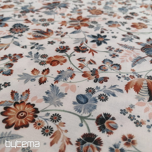 Bavlněná látka VARANASI KALAMKARI bílá