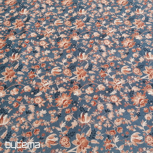 Bavlněná látka VARANASI KALAMKARI modrá