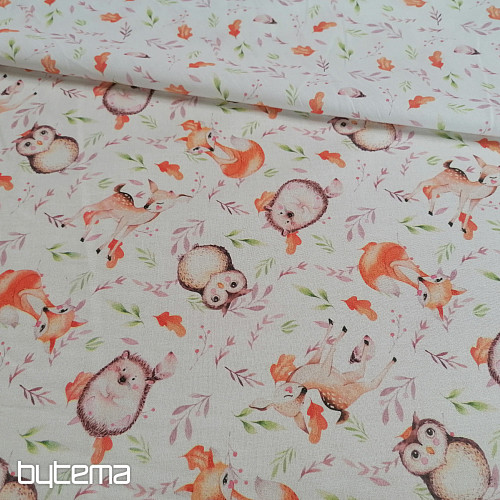 Bavlněná látka Sovy a srnky