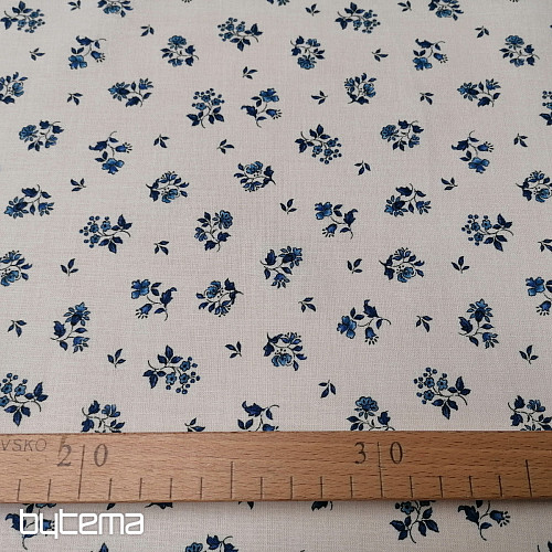 Bavlněná látka MAJOLIKA modrá kytička