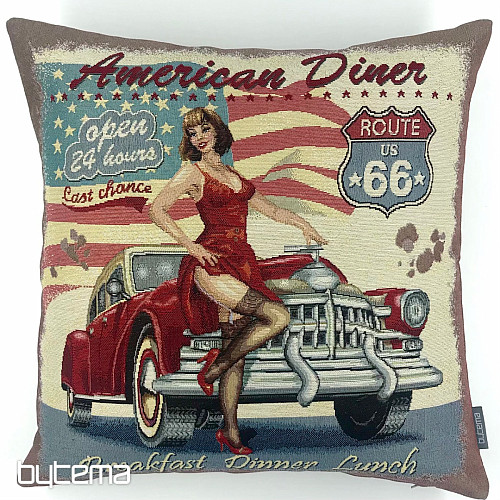 Gobelínový povlak na polštář AMERICAN DINER ROUTE 66