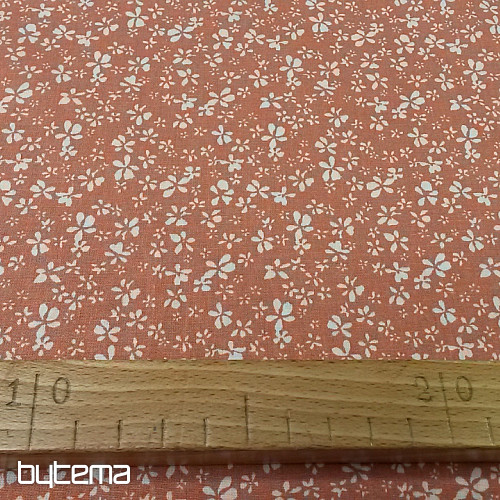 Bavlněná látka KVĚTY DITA lososová