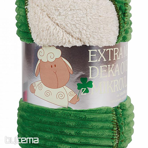 deka z mikrovlákna EXTRA MĚKKÁ OVEČKA manžestr - zelená