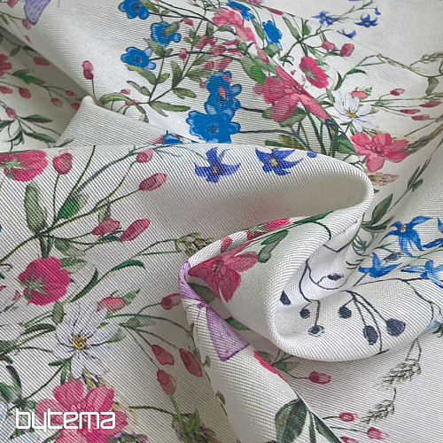 Dekorační látka MALVA LUČNÍ KVÍTÍ