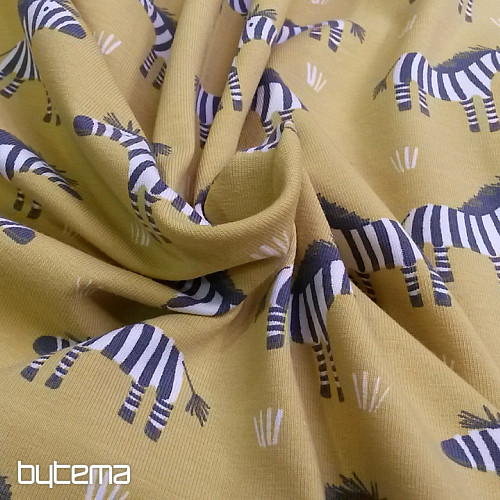 Bavlněný úplet ZEBRA žluto-zelený
