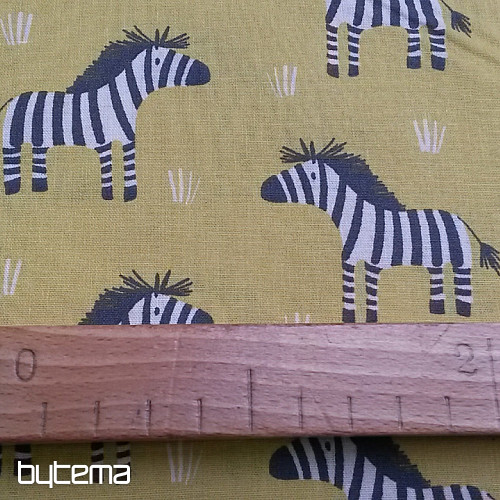 Bavlněná látka ZEBRA žluto-zelená