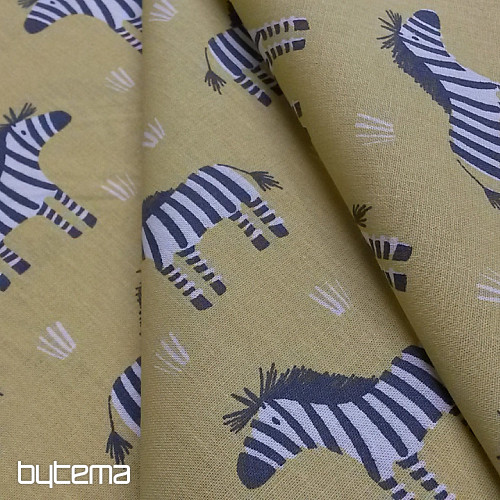 Bavlněná látka ZEBRA žluto-zelená