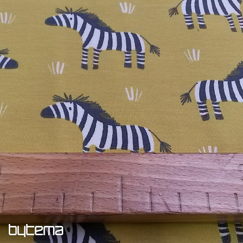 Bavlněný úplet ZEBRA žluto-zelený